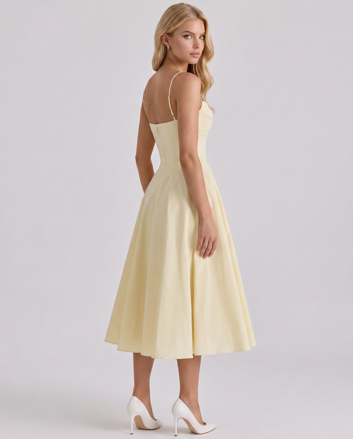Solana Sweetheart Midi Dress - Yellow