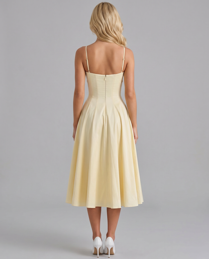 Solana Sweetheart Midi Dress - Yellow