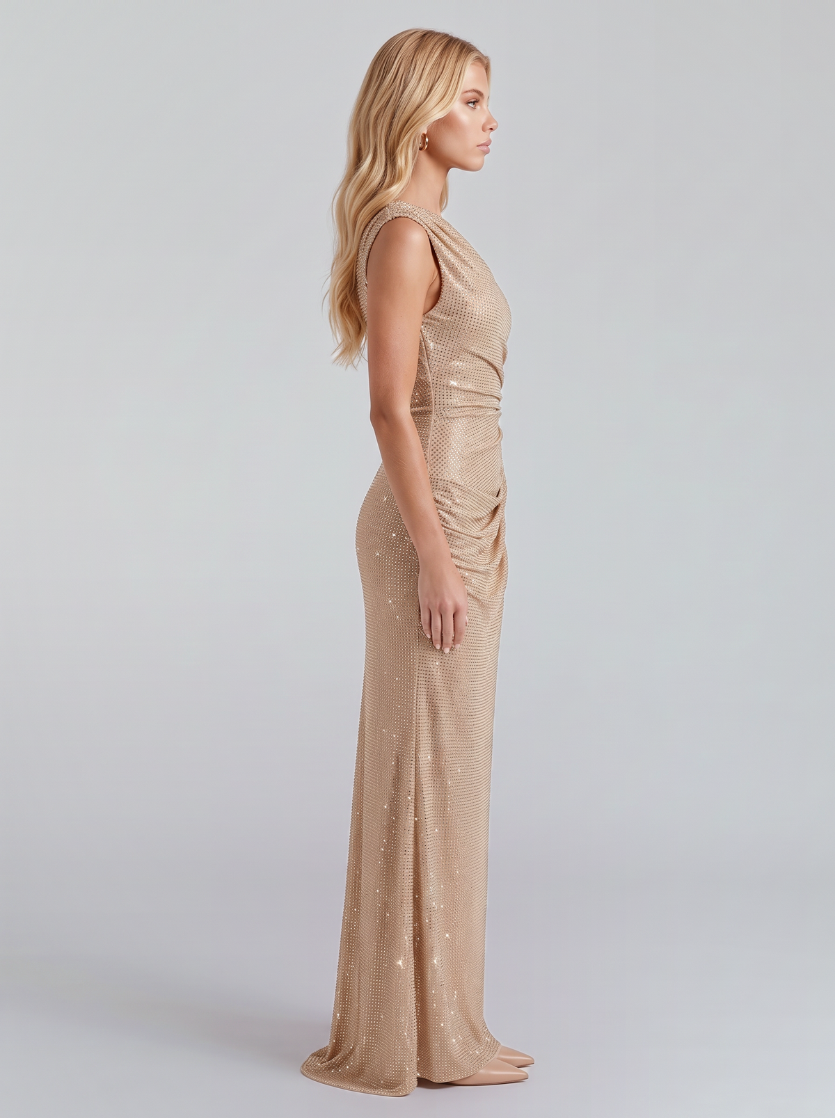 Solange Ruched Maxi Dress - Champagne