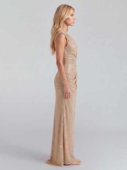 Solange Ruched Maxi Dress - Champagne