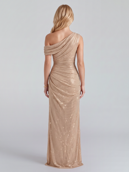 Solange Ruched Maxi Dress - Champagne