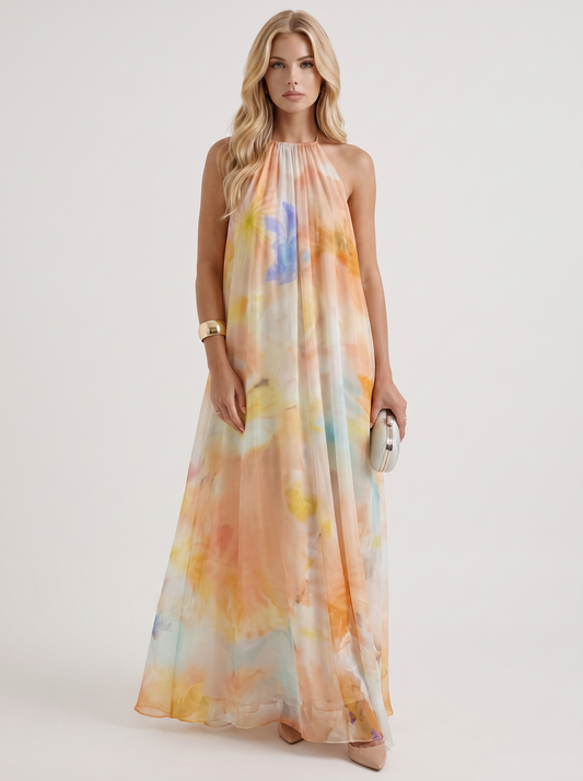 Sylvie Chiffon Maxi Dress - Orange