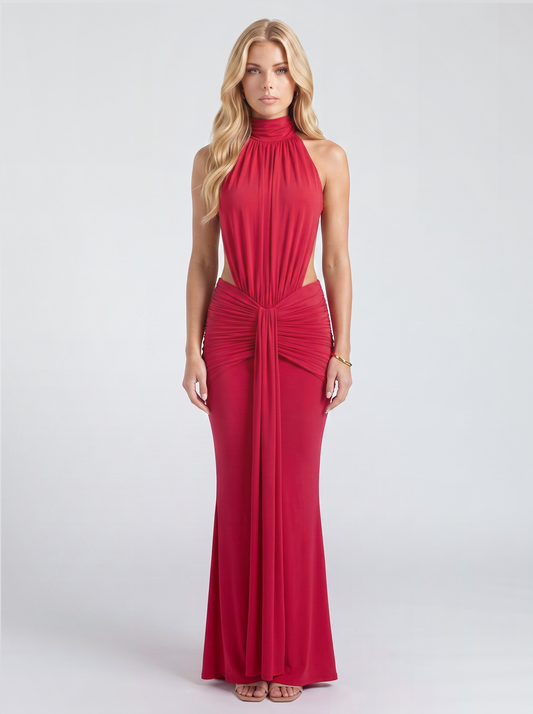 Tallulah Knot Maxi Dress - Red