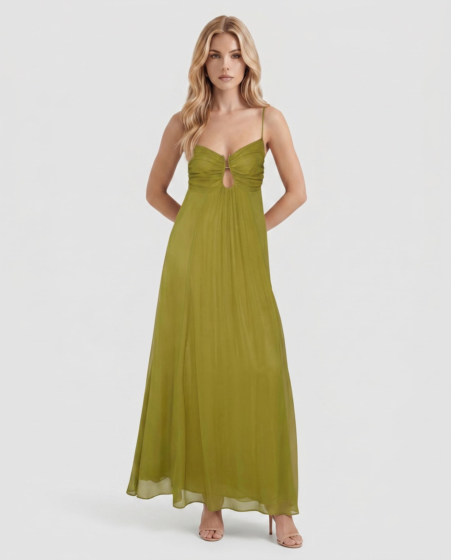 Tatum Keyhole Maxi Dress - Olive Green