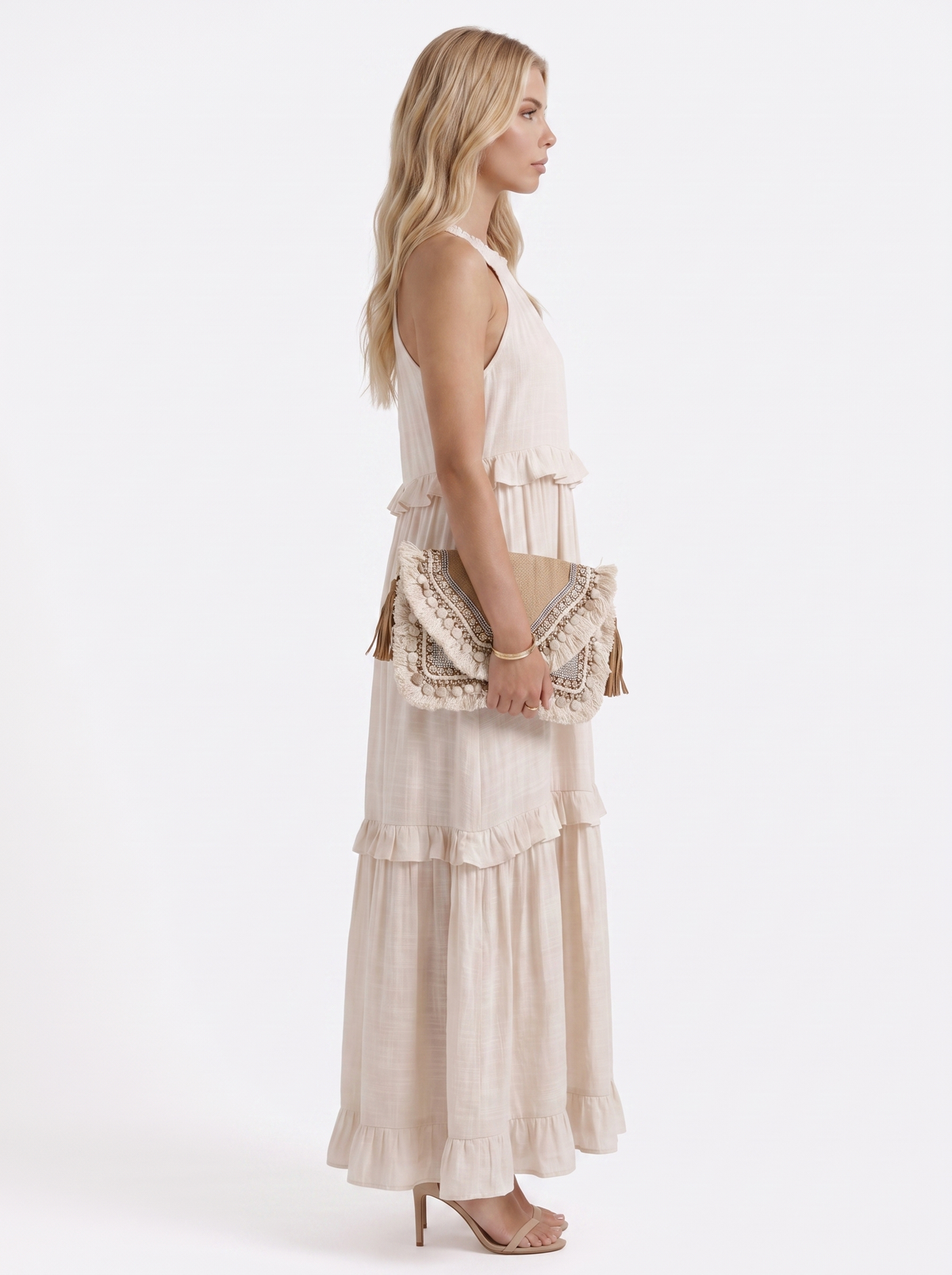 Thea Tiered Maxi Dress - Apricot