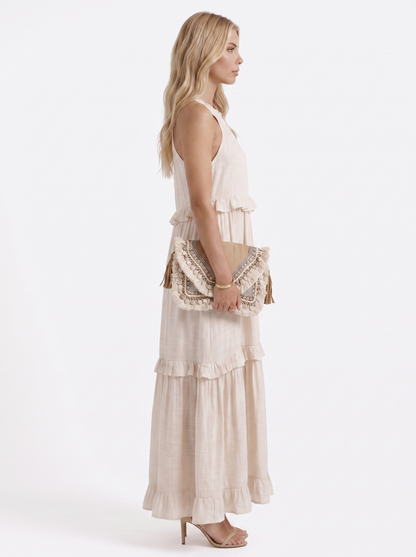 Thea Tiered Maxi Dress - Apricot