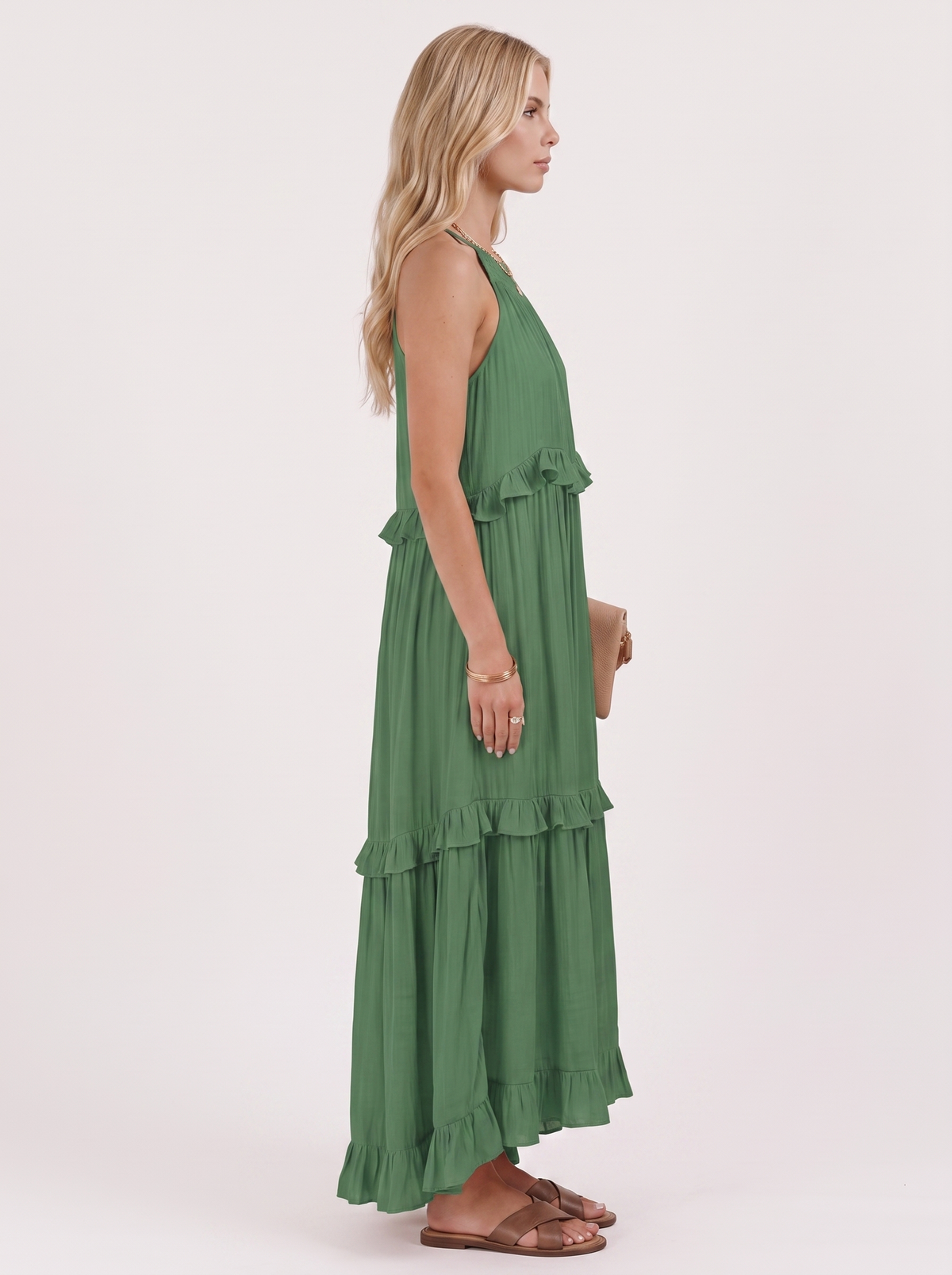 Thea Tiered Maxi Dress - Green