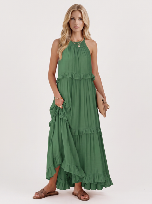 Thea Tiered Maxi Dress - Green