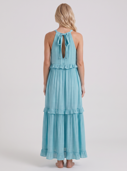Thea Tiered Maxi Dress - Light Blue