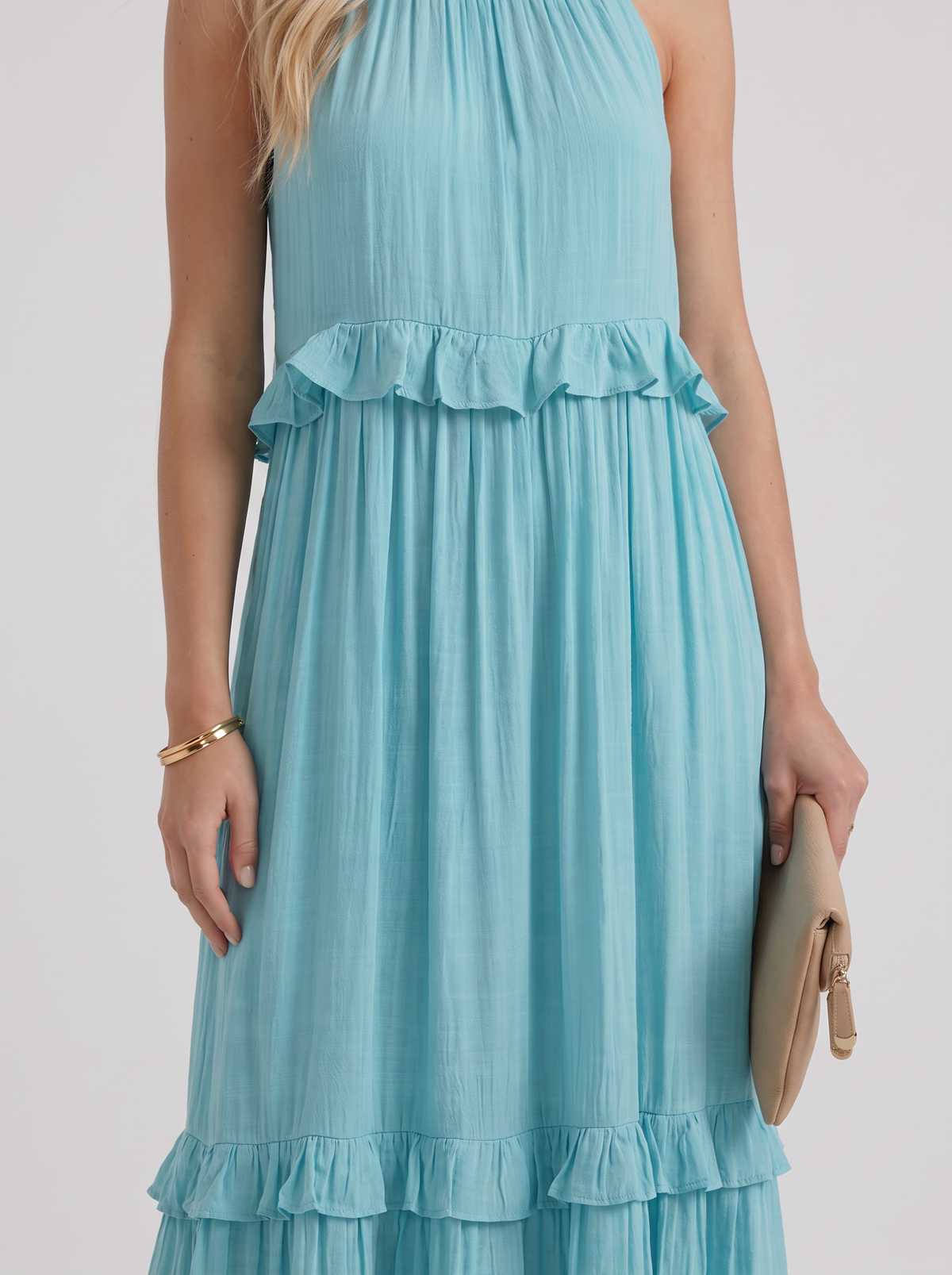 Thea Tiered Maxi Dress - Light Blue