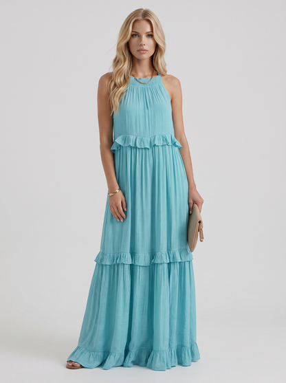 Thea Tiered Maxi Dress - Light Blue