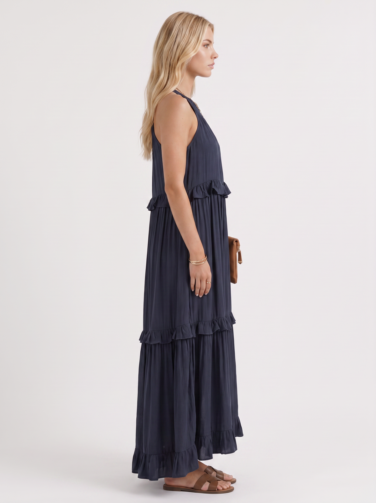 Thea Tiered Maxi Dress - Marine Blue