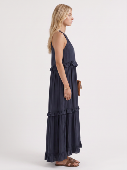 Thea Tiered Maxi Dress - Marine Blue
