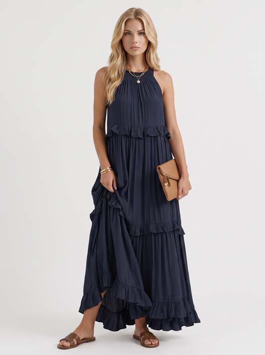 Thea Tiered Maxi Dress - Marine Blue