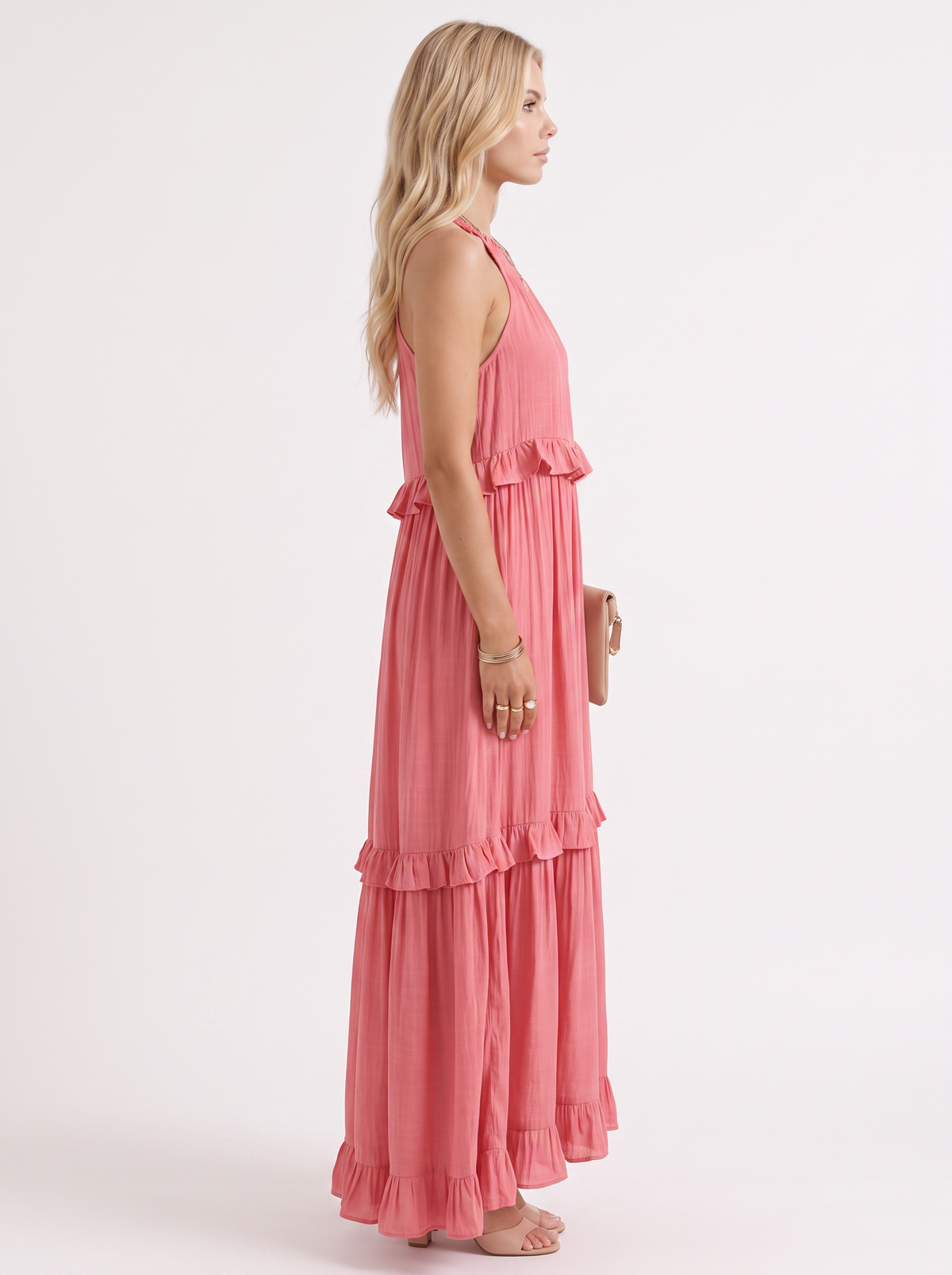Thea Tiered Maxi Dress - Pink