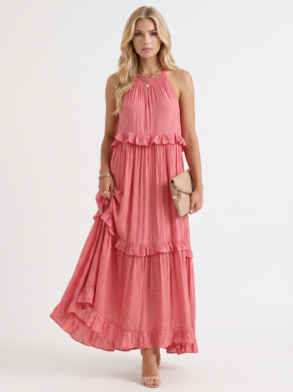 Thea Tiered Maxi Dress - Pink
