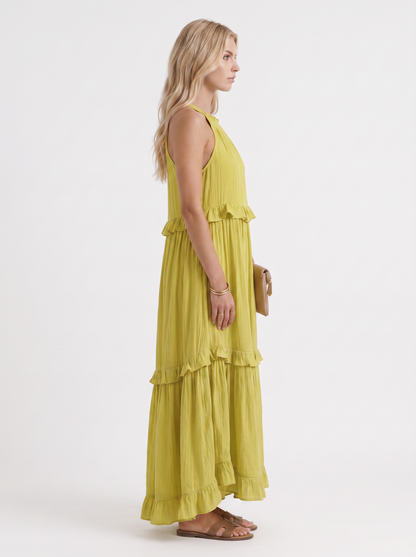Thea Tiered Maxi Dress - Yellow