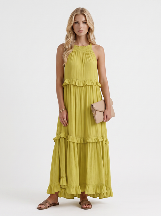 Thea Tiered Maxi Dress - Yellow