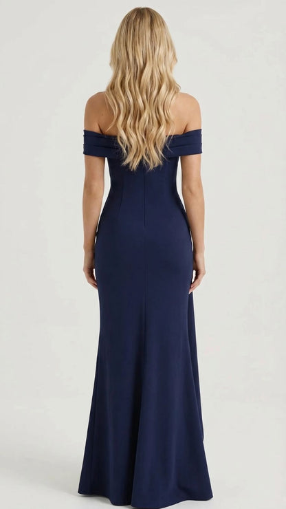 Valentina Ruched Maxi Dress - Navy