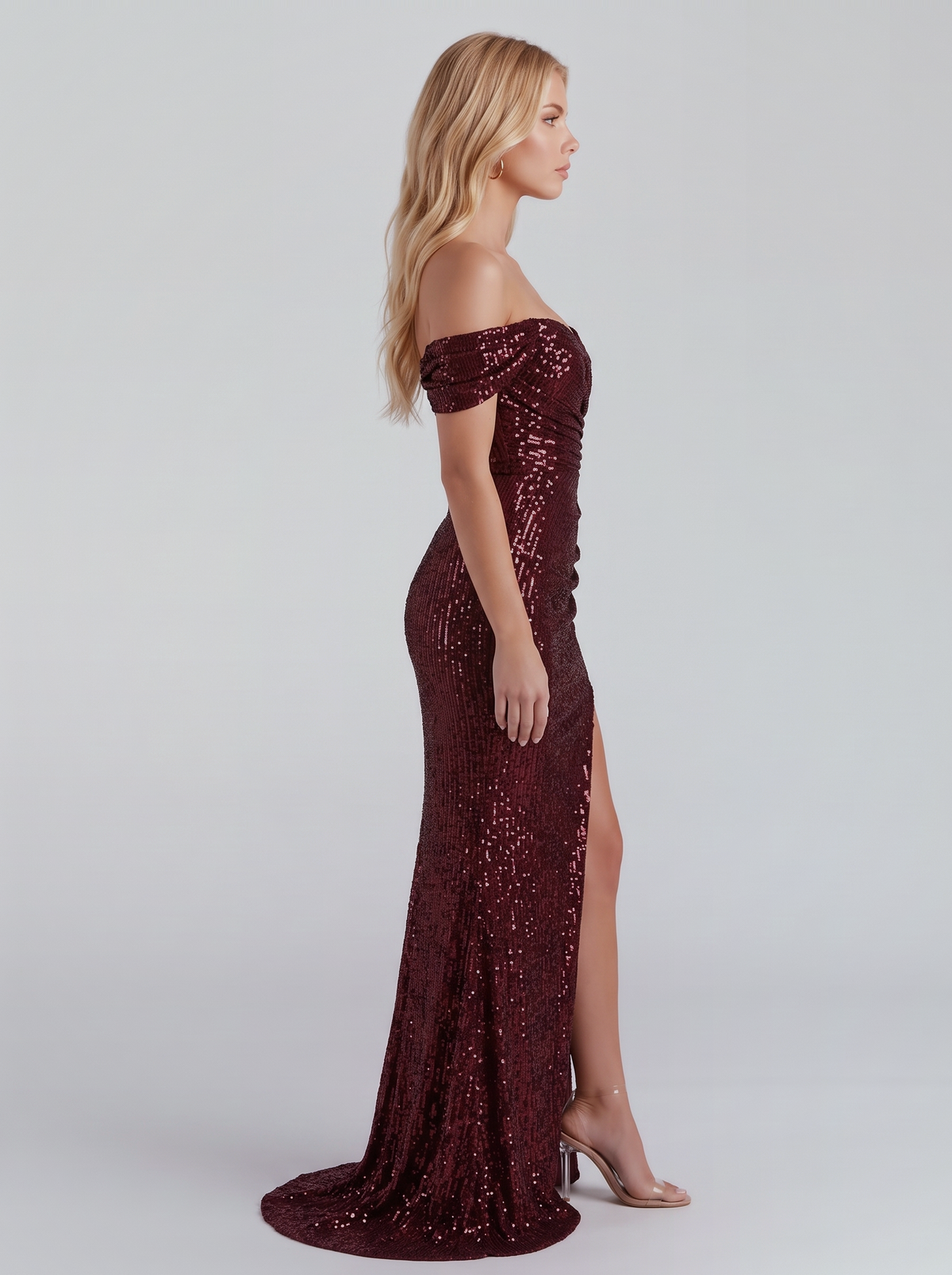 Valerie Sequin Maxi Dress - Wine Red