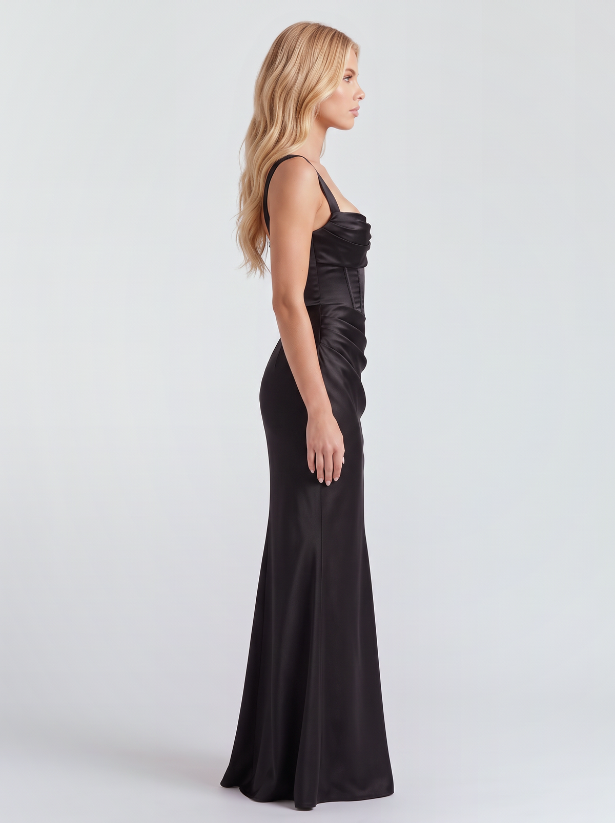 Veronica Satin Maxi Dress - Black