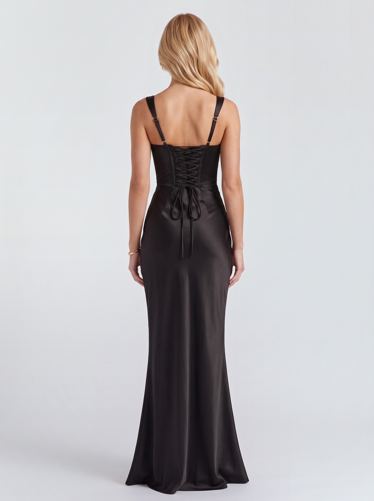 Veronica Satin Maxi Dress - Black