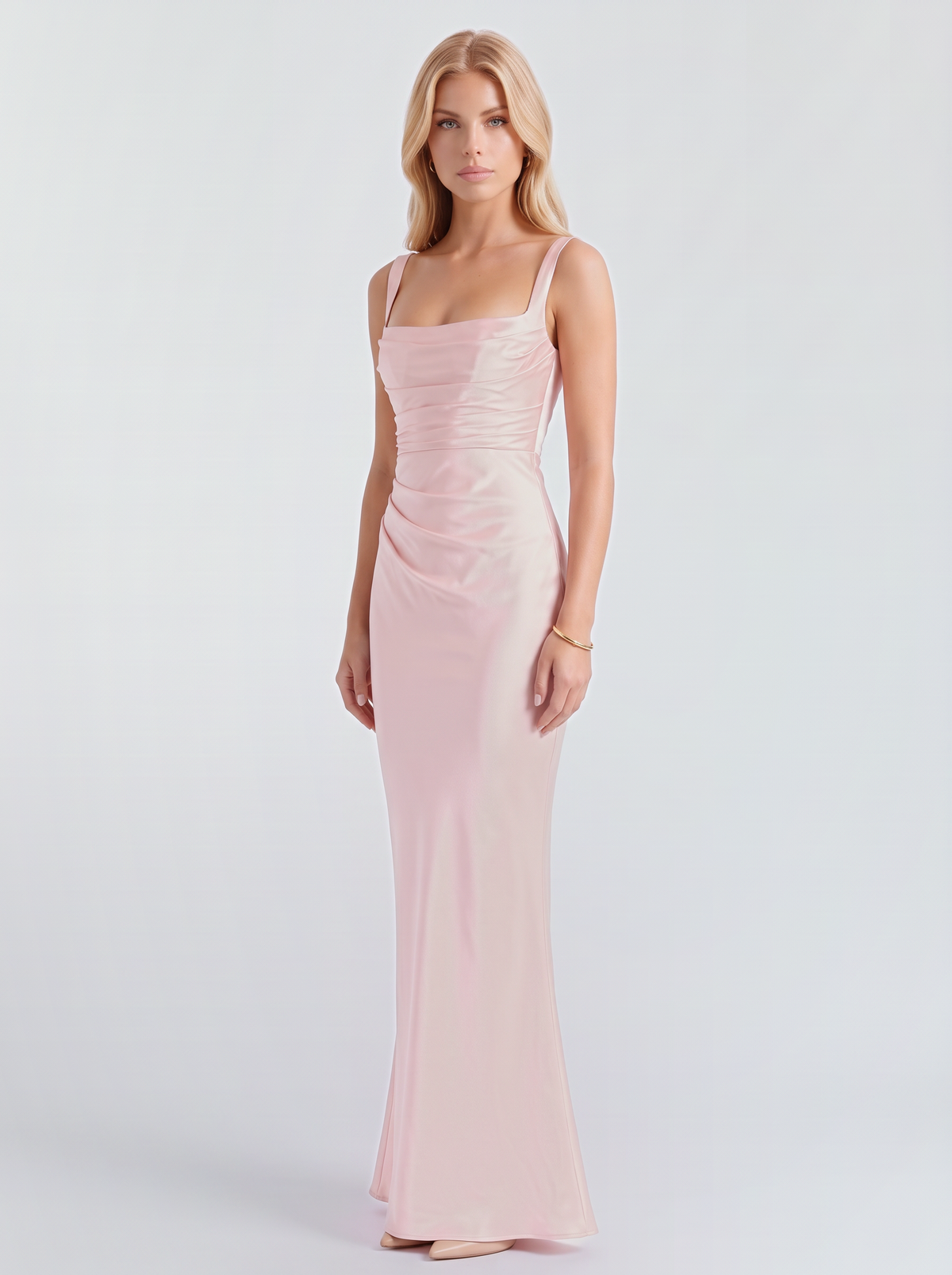Veronica Satin Maxi Dress - Blush