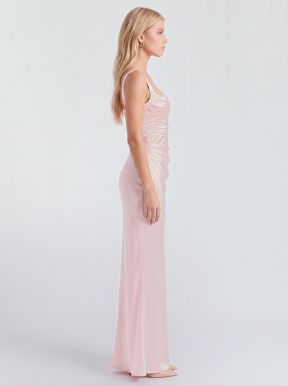 Veronica Satin Maxi Dress - Blush