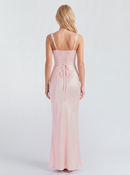 Veronica Satin Maxi Dress - Blush