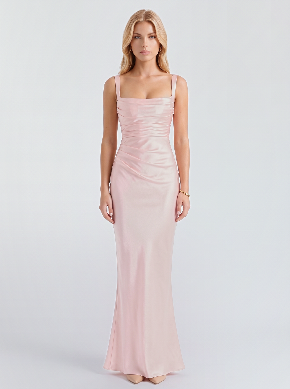 Veronica Satin Maxi Dress - Blush