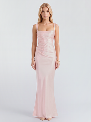 Veronica Satin Maxi Dress - Blush