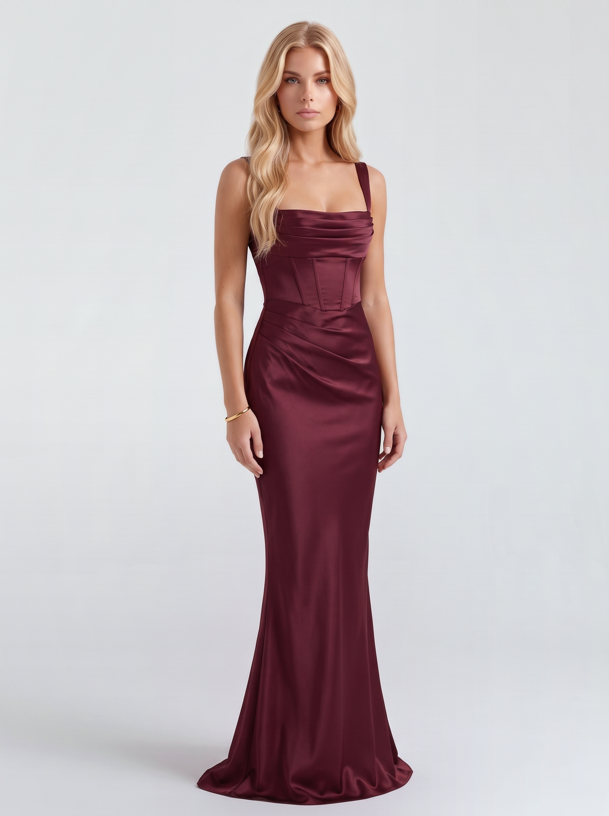 Veronica Satin Maxi Dress - Cherry