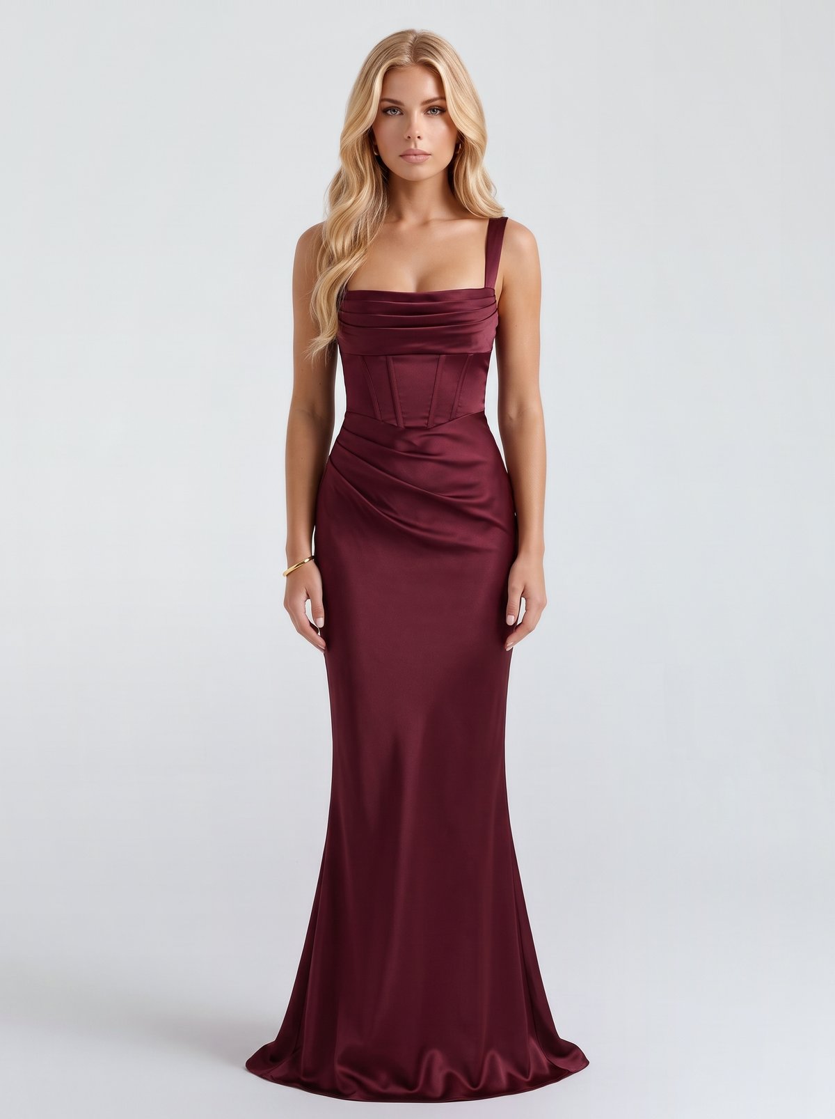 Veronica Satin Maxi Dress - Cherry