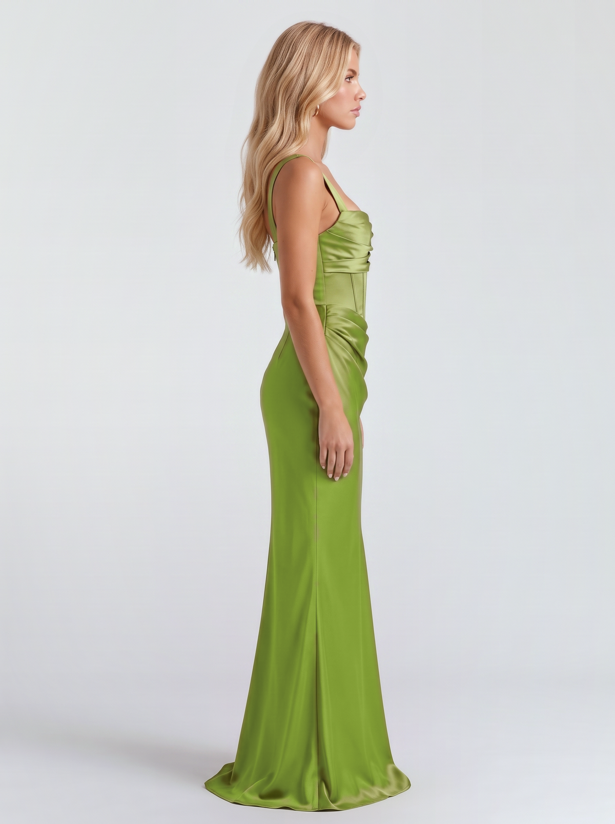 Veronica Satin Maxi Dress - Green