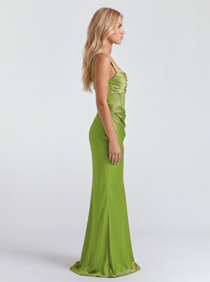 Veronica Satin Maxi Dress - Green