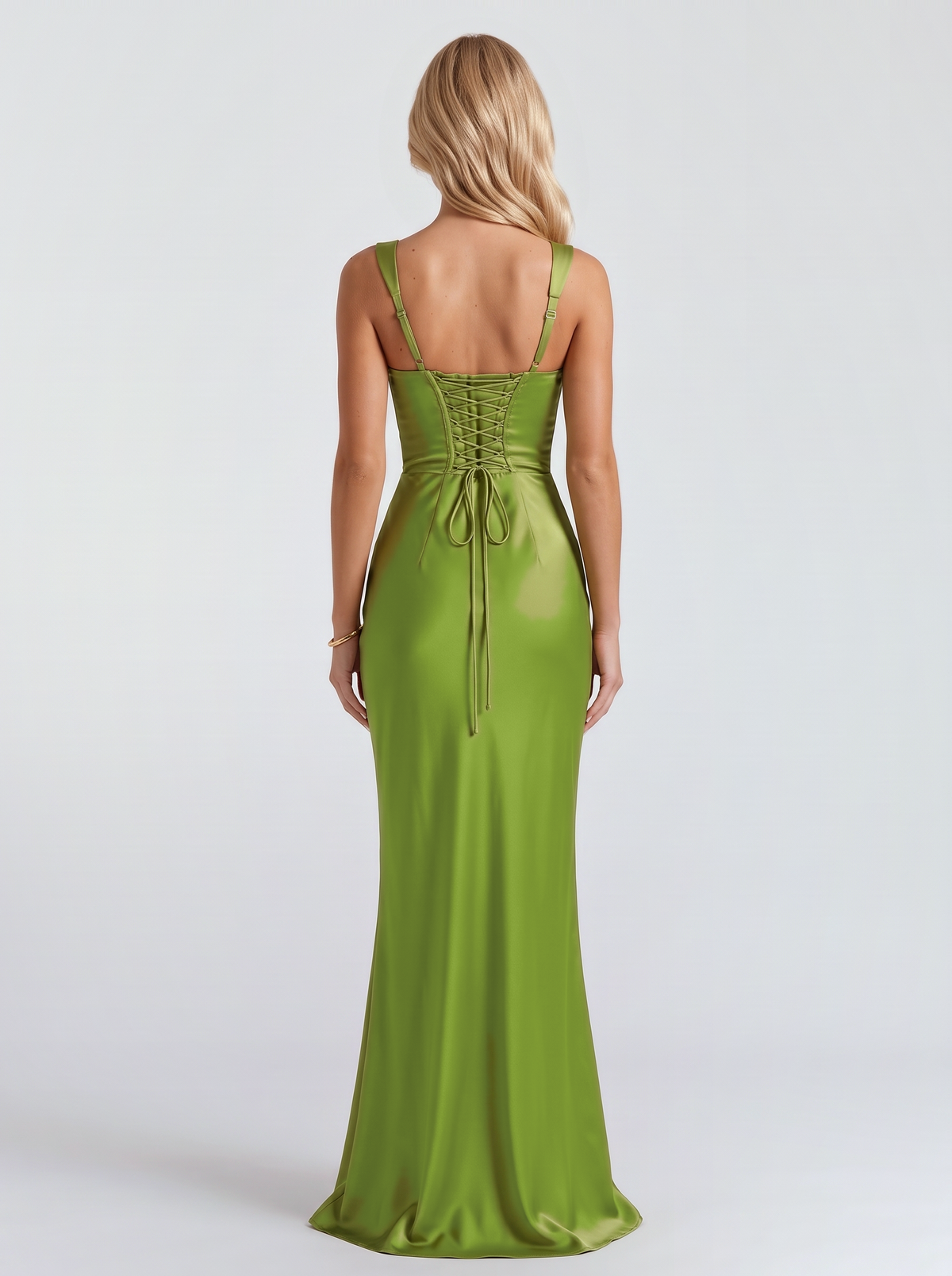 Veronica Satin Maxi Dress - Green