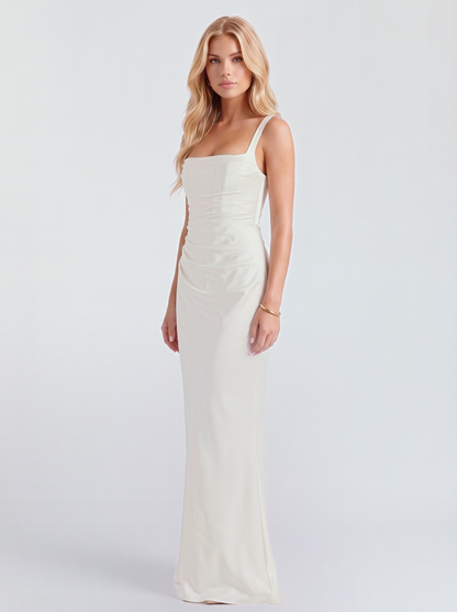 Veronica Satin Maxi Dress - Ivory