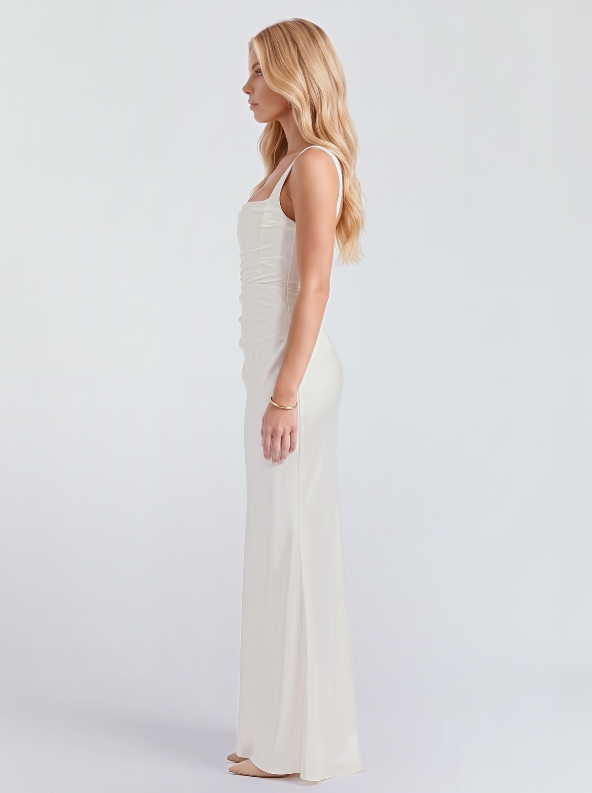 Veronica Satin Maxi Dress - Ivory