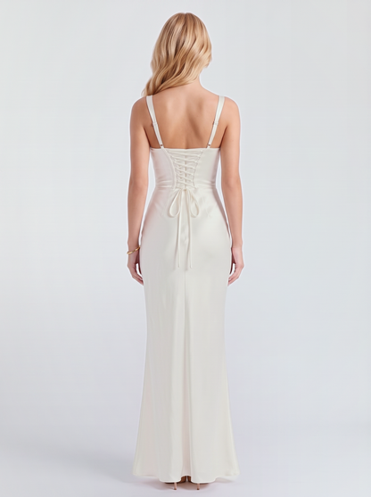 Veronica Satin Maxi Dress - Ivory