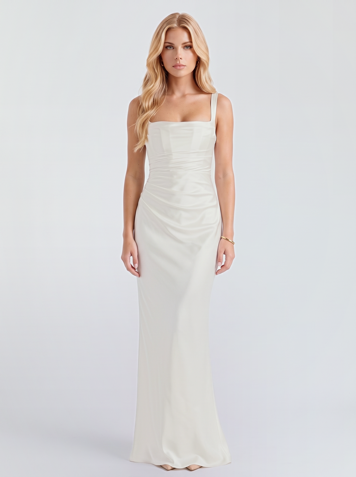 Veronica Satin Maxi Dress - Ivory