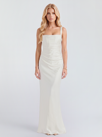 Veronica Satin Maxi Dress - Ivory