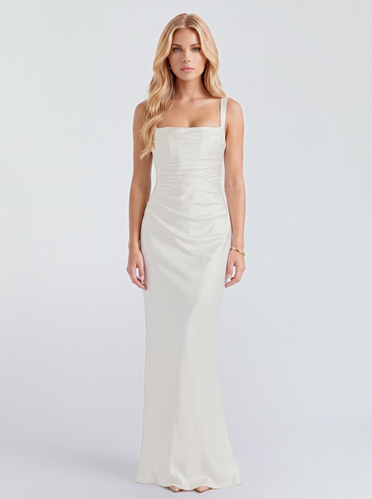 Veronica Satin Maxi Dress - Ivory