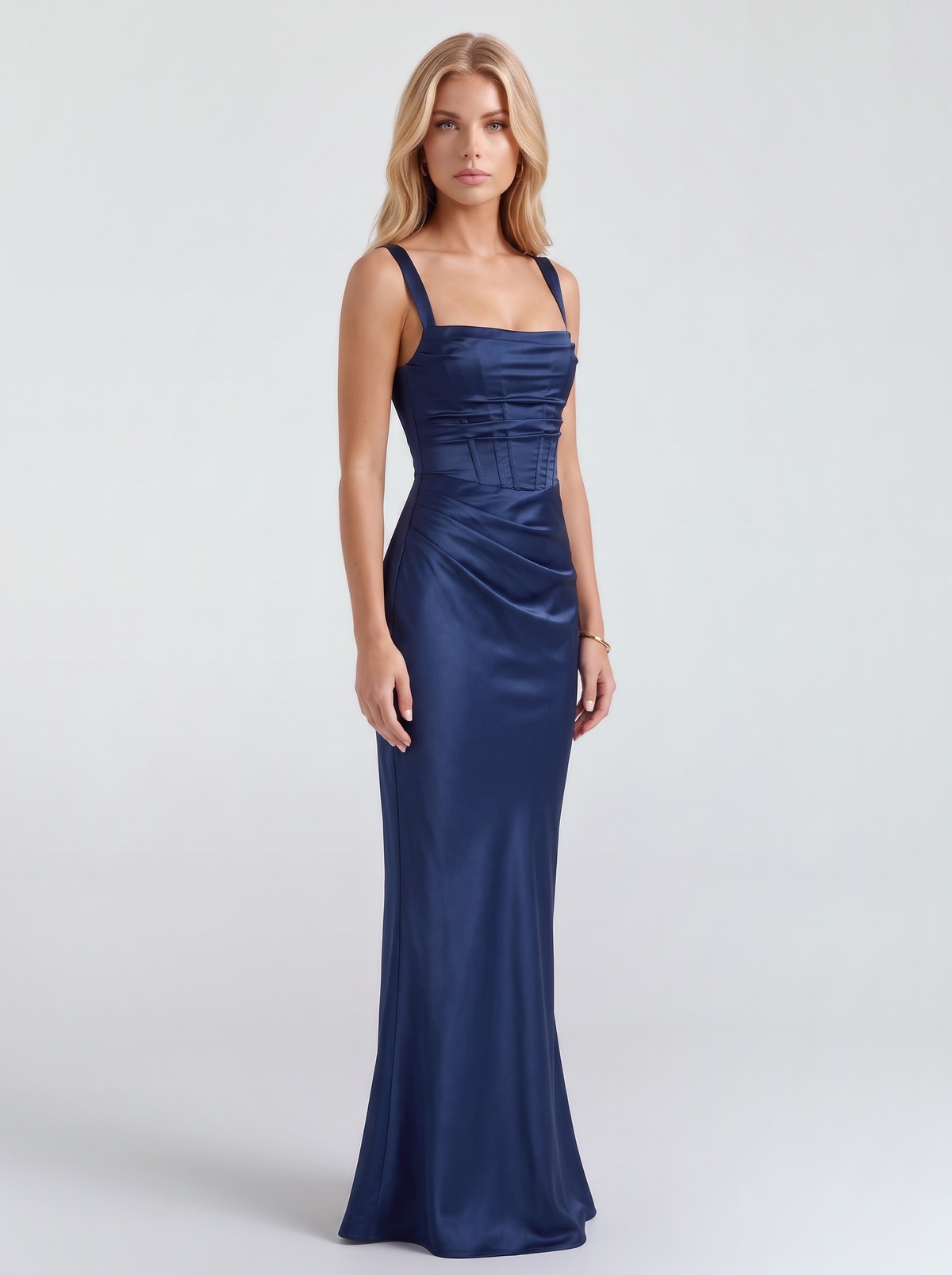 Veronica Satin Maxi Dress - Navy