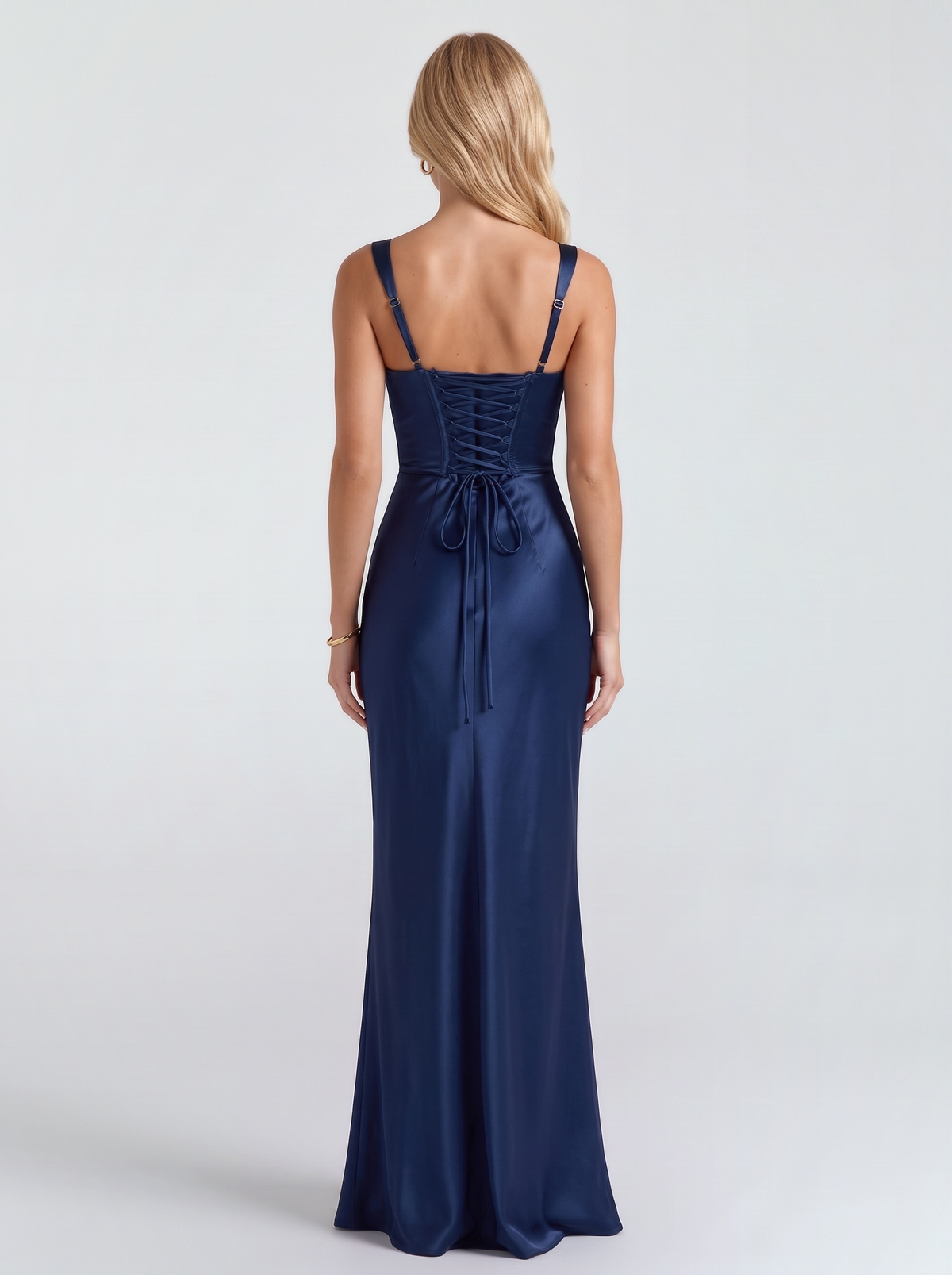 Veronica Satin Maxi Dress - Navy
