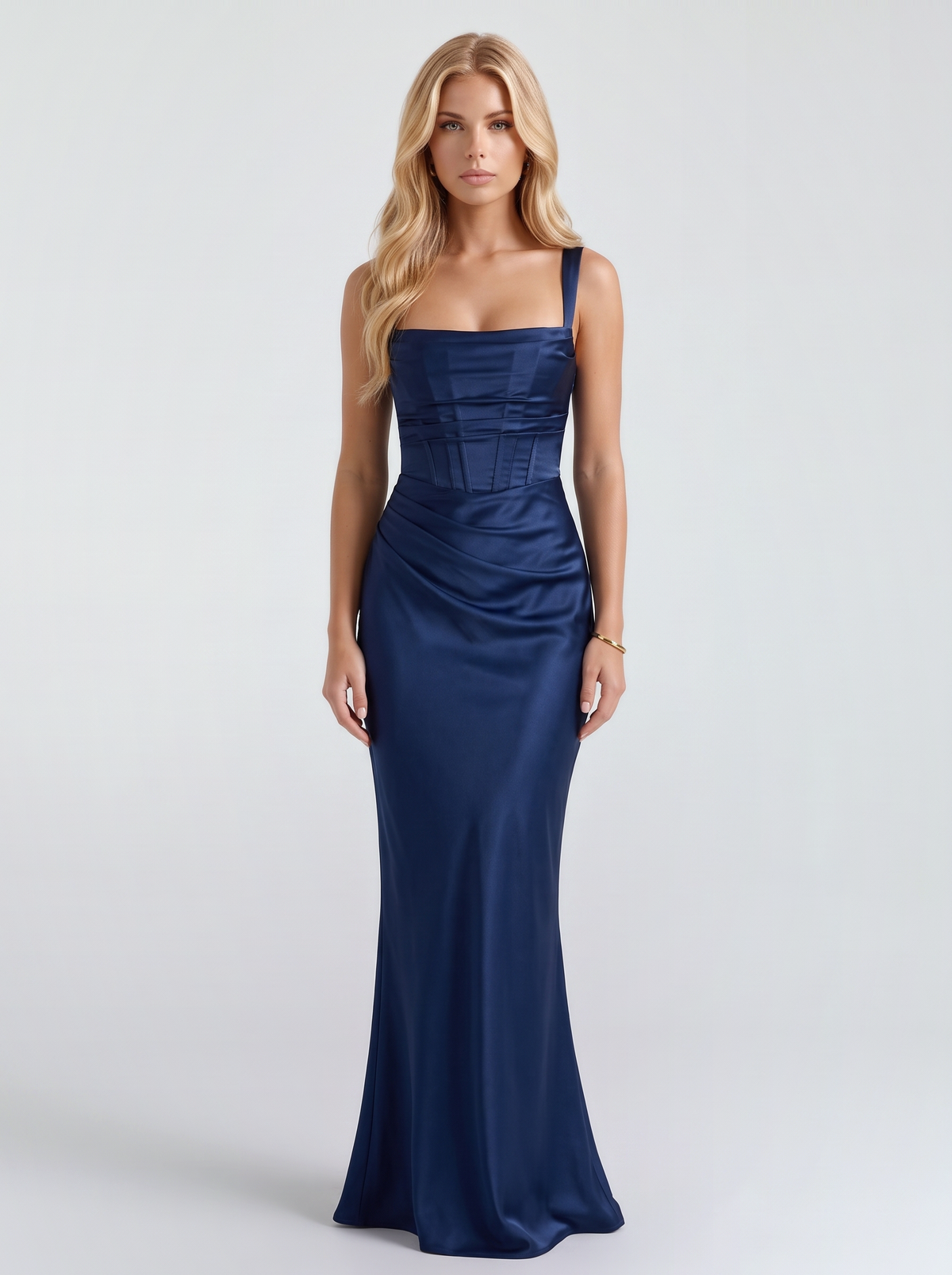 Veronica Satin Maxi Dress - Navy