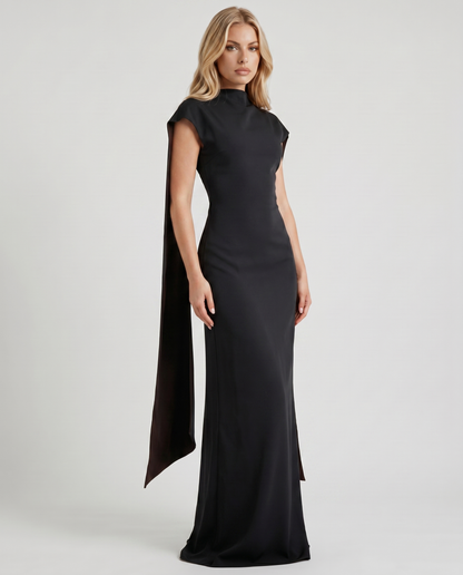 Vivienne Drape Maxi Dress - Black