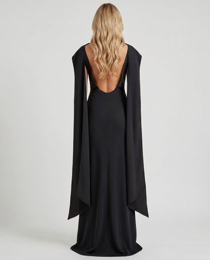Vivienne Drape Maxi Dress - Black