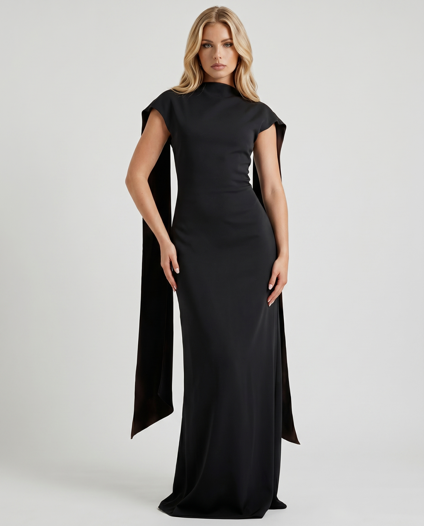 Vivienne Drape Maxi Dress - Black
