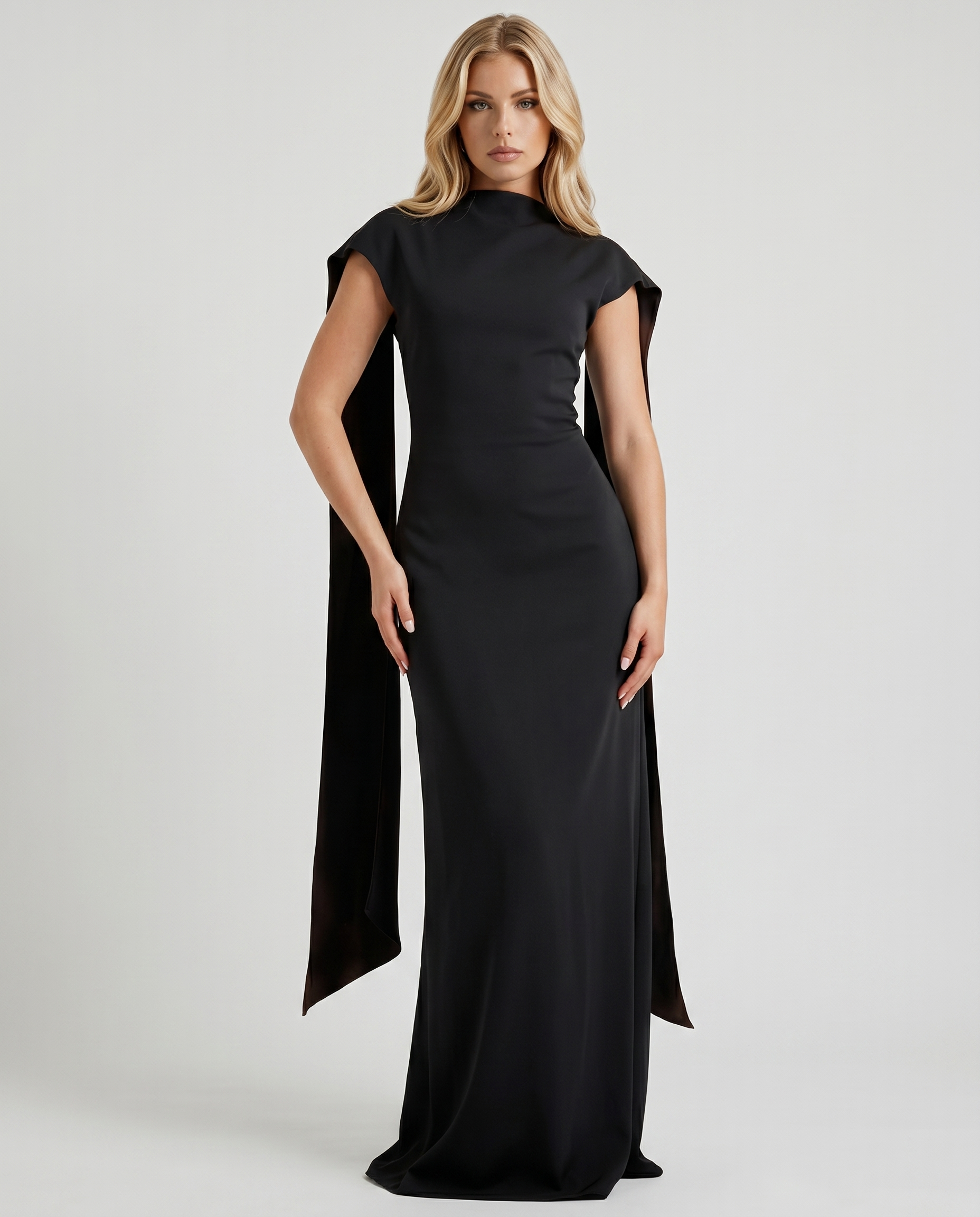Vivienne Drape Maxi Dress - Black