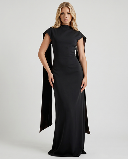 Vivienne Drape Maxi Dress - Black